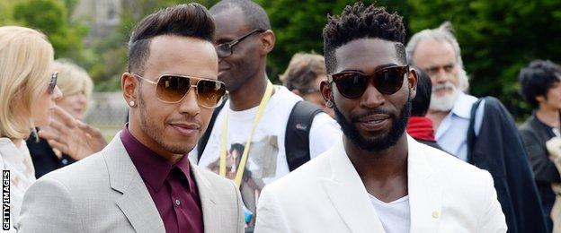 Lewis hamilton (left) and Tinie Tempah