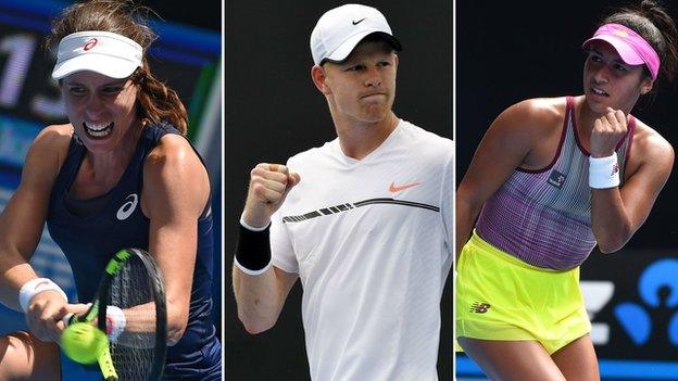 Johanna Konta, Kyle Edmund and Heather Watson