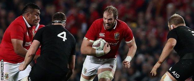 Alun Wyn Jones in action for the British and Irish Lions against New Zealand