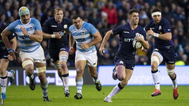 Adam Hastings attacks for Scotland