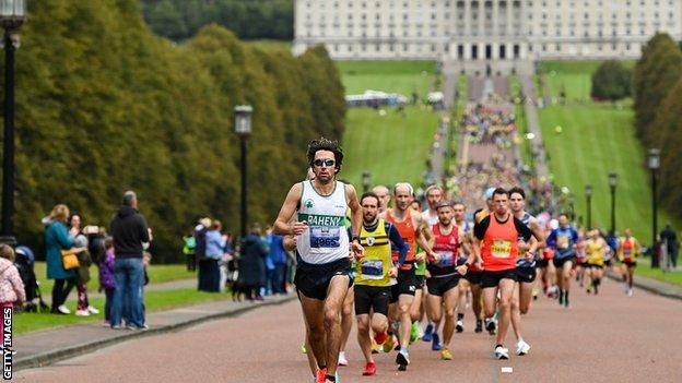 Mick Clohisey led the field away at Stormont and dominated the race