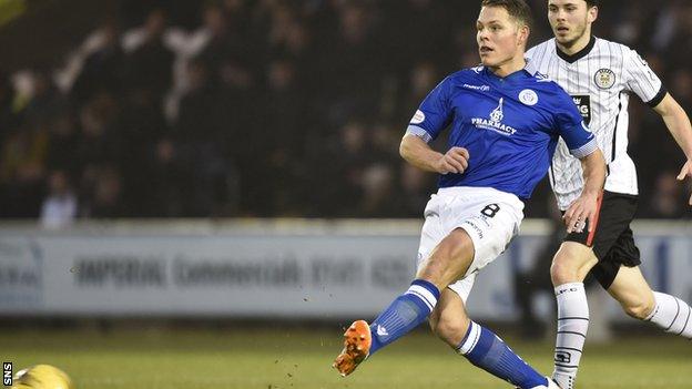 John Rankin plays a pass for Queen of the South against St Mirren