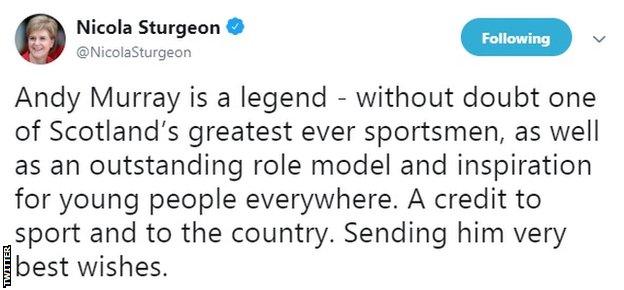 Nicola Sturgeon tweet on Andy Murray