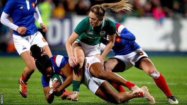 Ireland's Eimear Considine tackles France's Lan Jason in the 2019 Six Nations game at Donnybrook