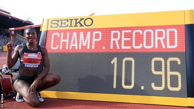 Dina Asher-Smith defended her British Championships women's 100m title in a record time in August