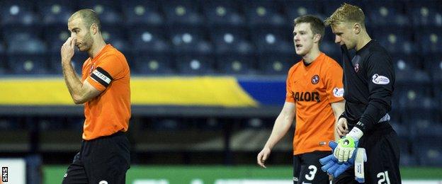 Dundee United players looking dejected