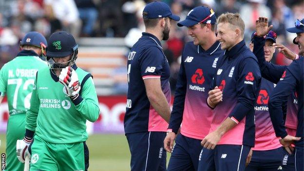 Ireland captain William Porterfield walks off after being dismissed in Friday's rout