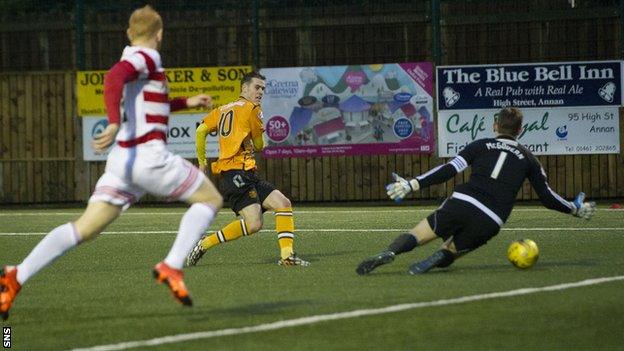 Josh Todd scores for Annan against Hamilton