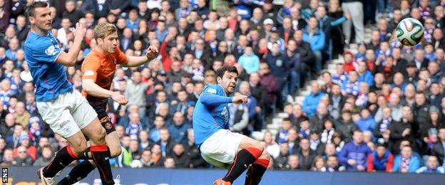 Stuart Armstrong scores for Dundee Untied against Rangers in 2014