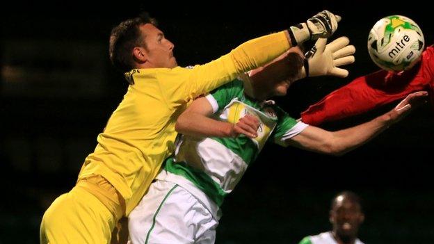 Yeovil Town goalkeeper Artur Krysiak