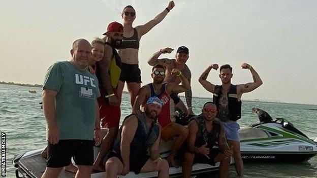 Molly McCann and friends on jetskis at Yas Island