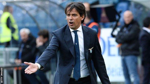 Simone Inzaghi on the touchline for Lazio