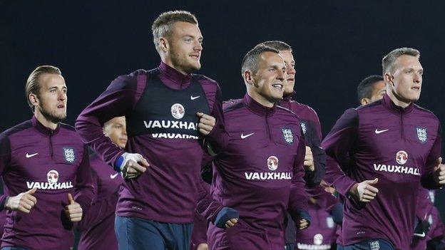 England in training ahead of their game with Lithuania