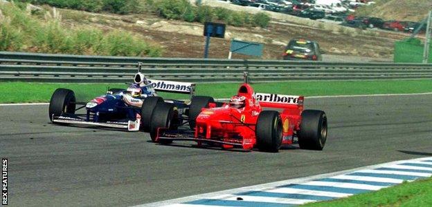 Jacques Villeneuve and Michael Schumacher