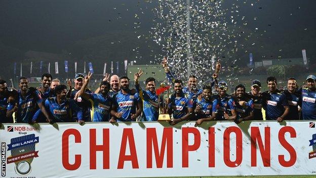 Sri Lanka with the ODI series trophy