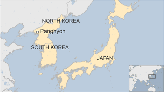 Map showing North Korea, South Korea and Japan