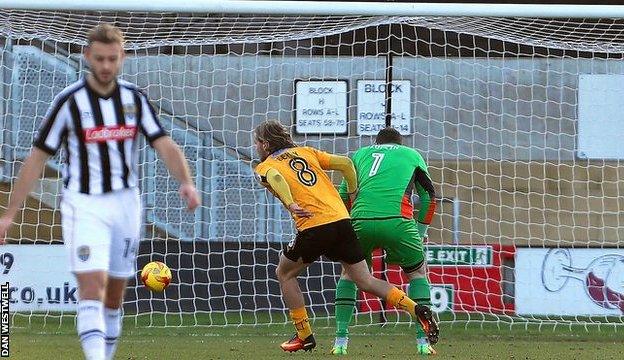 Cambridge United's Luke Berry puts his side 1-0 up against Notts County