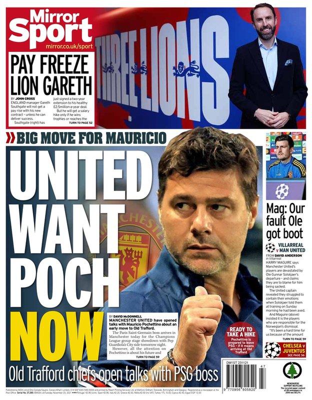 The back page of the Daily Mirror