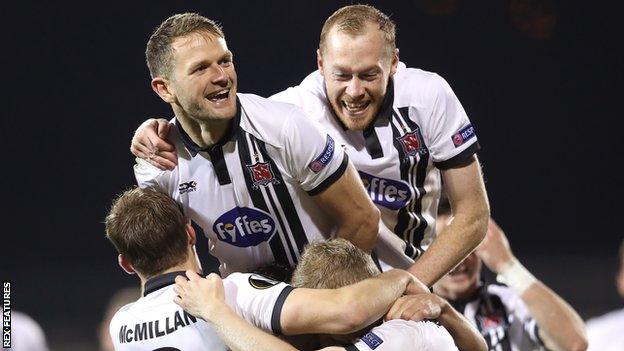 Dundalk celebrate a goal against Zenit St Petersburg in the Europa Leaguer