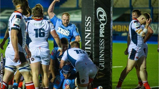 Cardiff Blues score against Edinburgh in their final Pro14 match of the 2020-21 season