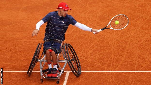 Andy Lapthorne hits a forehand