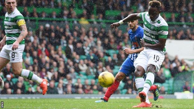 Moussa Dembele scores his second goal for Celtic against Kilmarnock