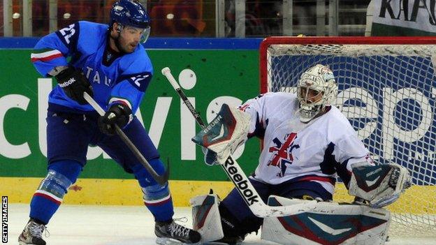 Ben Bowns stops Italy's Patrick Iannone during 2013's Division 1 match