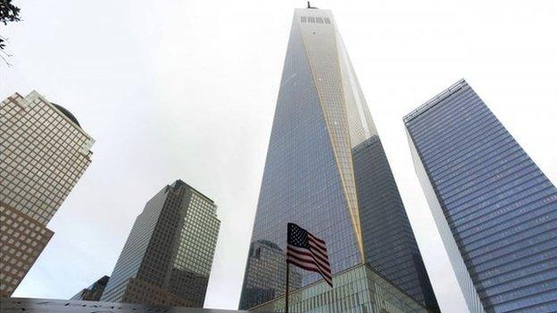 A flag at 9/11 memorial