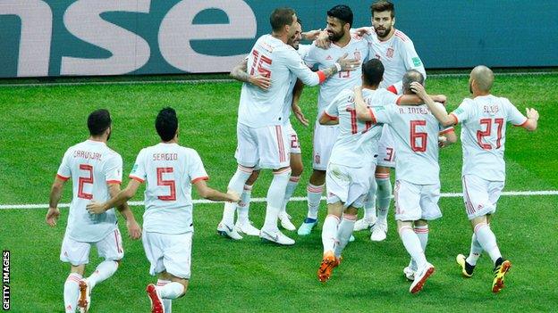 Diego Costa and Spain celebrate