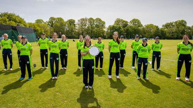 Ireland celebrate their series victory at a sunny Stormont