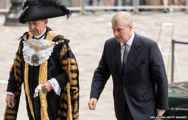 Lord Mayor of London Alan Yarrow and Prince Andrew, Duke of York attend the service to commemorate