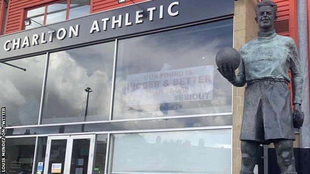 Charlton fans stage a protest at The Valley