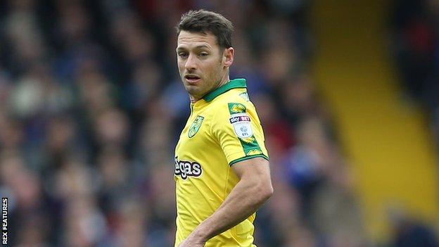 Wes Hoolahan playing for Norwich City