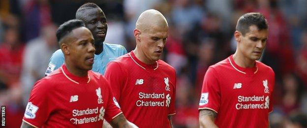 Nathaniel Clyne (left), Martin Skrtel (centre) and Dejan Lovren (right)