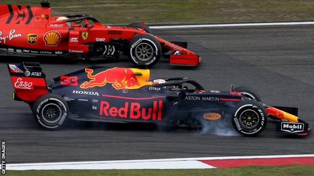 Sebastian Vettel and Max Verstappen at the Chinese Grand Prix