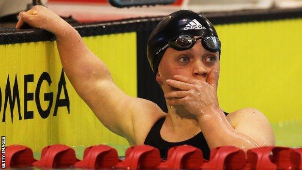 Ellie Simmonds looks surprised to have broken the world record