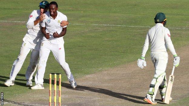 Kagiso Rabada celebrates wicket of Usman Khwaja