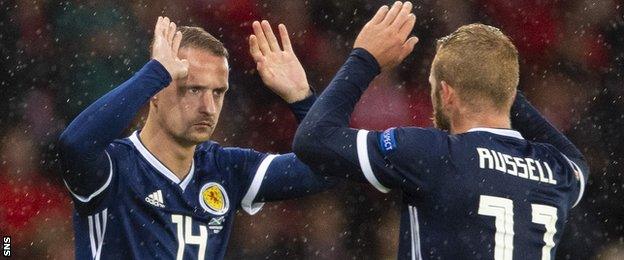 Scotland's Leigh Griffiths replaces Johnny Russell against Albania