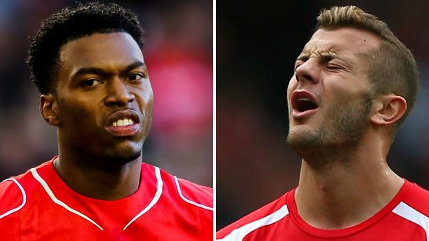 Liverpool striker Daniel Sturridge and Arsenal midfielder Jack Wilshere