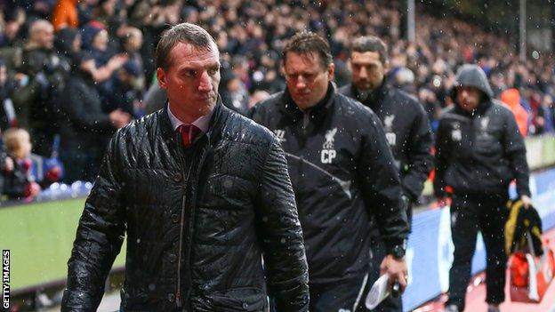 Then Liverpool boss Brendan Rodgers at Selhurst Park in 2014