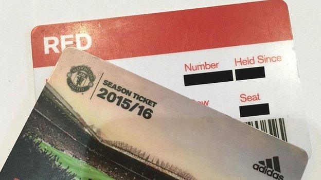 Manchester United season tickets that were sent to one fan