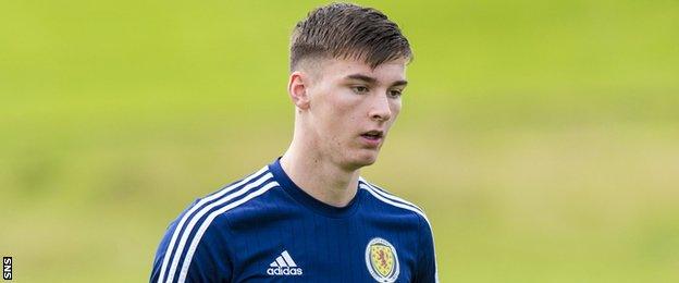 Kieran Tierney at Scotland training