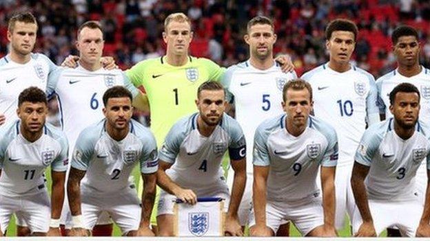 England team that started the game against Slovakia