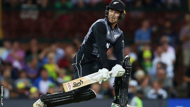 New Zealand wicketkeeper Tom Blundell plays a sweep shot