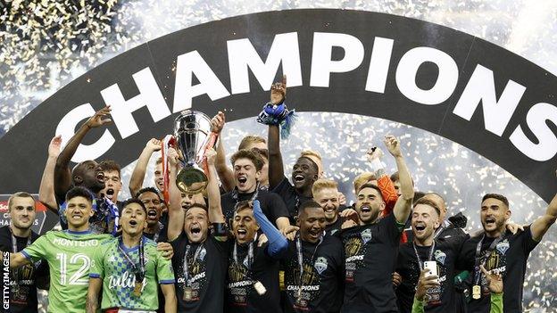 Seattle Sounders celebrate winning the Concacaf Champions League