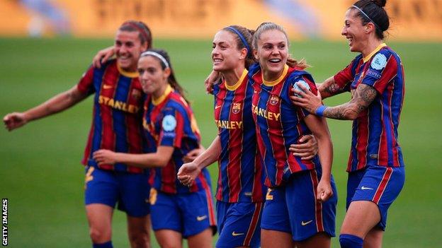 Barcelona players celebrate