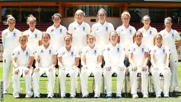 England's squad before the 2017 Women's Ashes Test