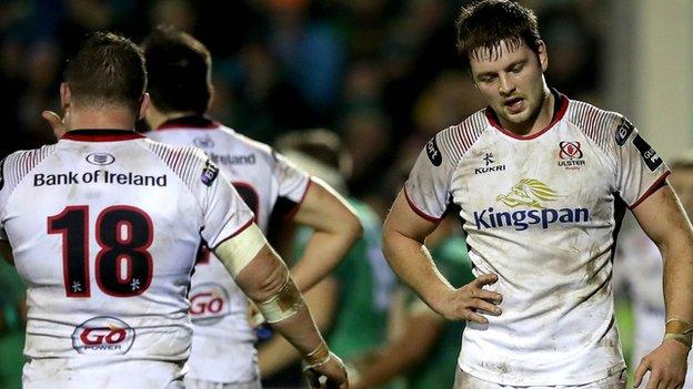 Dejection on the face of Ulster captain Iain Henderson after Connacht score a try