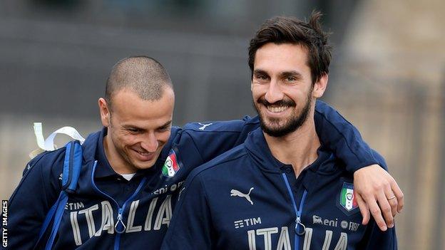 Davide Astori (right) with international team-mate Luca Antonelli