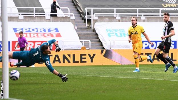 Tottenham's Harry Kane scores against Newcastle